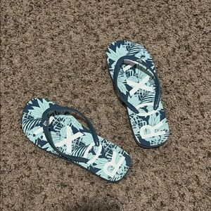 Tropical Print Flip Flops